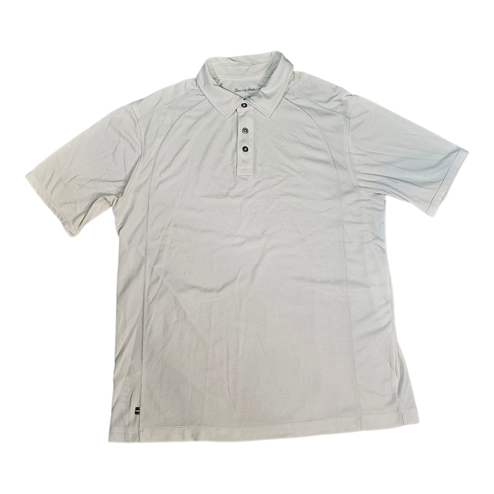 Tommy Bahama Men's Polo Shirt Size L White Short‎ Sleeve Pullover Enamel Buttons